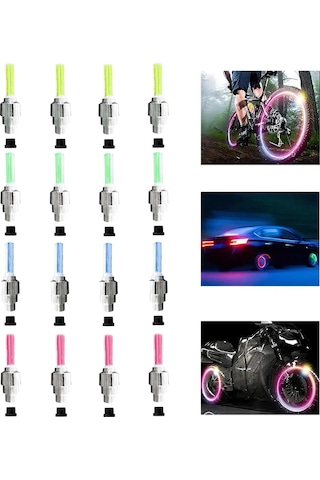 Suofeng 16'lı Araba Bisiklet Motosiklet Led Jant Işığı - Hareket Halinde Aydınlatır, Gece Görünürlüğünü Artırır 4 Mavi 4 Yeşil 4 Sarı 4 Kırmızı