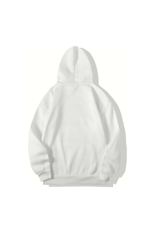 Brz Collection Beyaz Unisex Oversize Taş Baskılı Juicy Hoodie Beyaz Beyaz