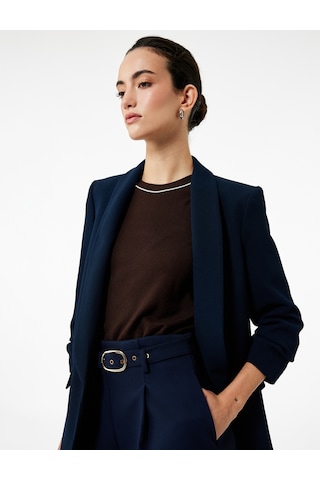 Koton Krep Kumaş Regular Fit Şal Yaka 3/4 Kollu Blazer Ceket Lacivert 6wak50014uw Lacivert