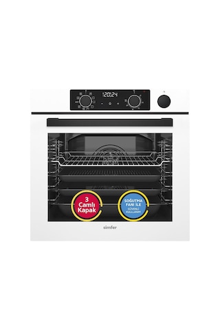 Simfer 8245 - 3751 - 8704 0+10 Fonksiyon Steam Master Beyaz 3'lü Ankastre Set
