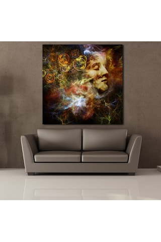 Renkli Kafa Kare Kanvas Tablo 100x100cm