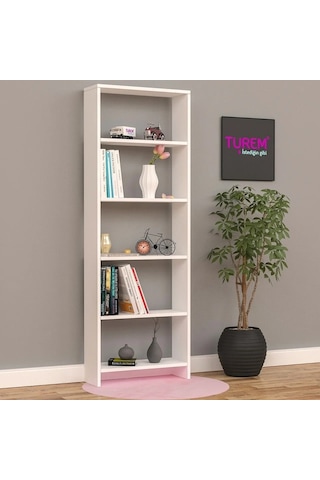 Nur Beyaz Kitaplık Mdf Siyah