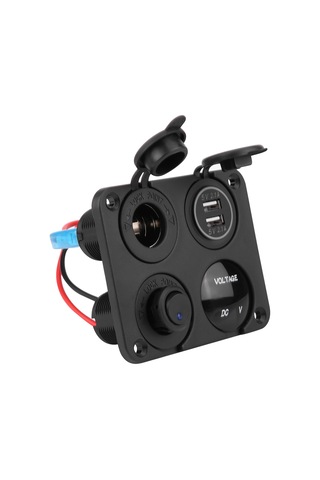 Geeroyoo 12-24v Araç Usb Şarj Cihazı, Voltmeter Ve Isıtıcı Soketi İle Kombinli Panel Yeşil Işık , Su Ve Toz Dayanıklı, Evrensel Uyumlu