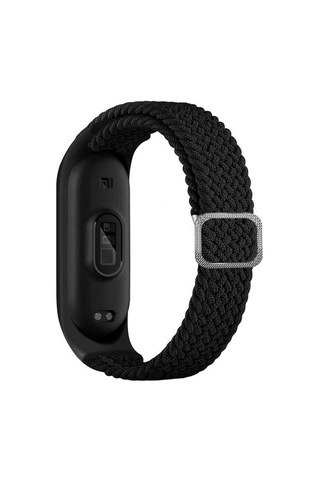 Xiaomi Mi Band 6 Uyumlu Krd-49 Örgü Kordon Miy Siyah