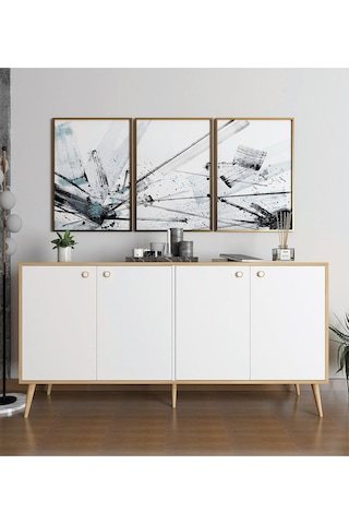 Floradesign Sarissa Konsol / Konsol / Çok Amaçlı Dolap 160 Cm Beyaz+meşe