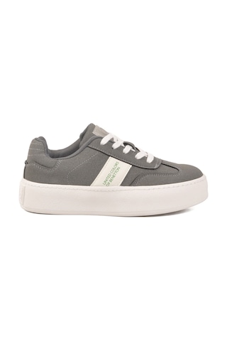 United Colors Of Benetton Gri Hafızalı Taban Keten Bağcıklı Kadın Sneaker Bnı-11241 Z
