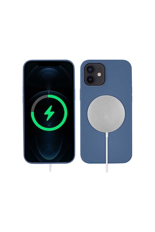 Apple Uyumlu iPhone 12 Mini Mrn Silksafe Wireless Kılıf-mavi