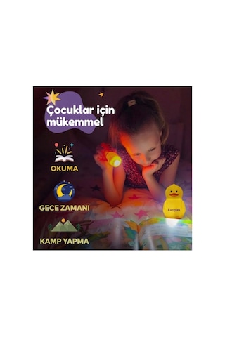 Kamptek Minimal Figürlü Hem El Feneri Hem Gece Lambası Kamp Işığı Gece Lambası Sevimli Figürler Pilli Lamba 11 6 Cm Askı İpli Turuncu