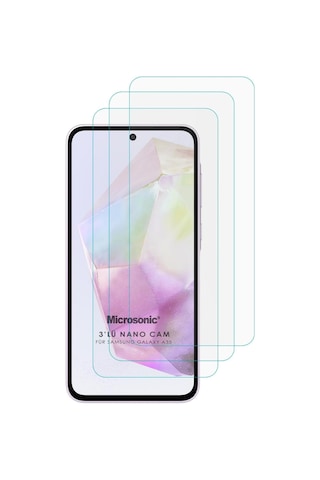 Galaxy A35 Screen Protector Nano Glass Cam Ekran Koruyucu 3 Lü Paket Galaxy A35 İle Uyumlu Ekran Koruyucu - Şeffaf