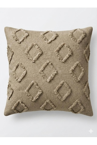 Kırlent Kılıfı 43x43 Cm Çift Taraflı, Fermuarlı, Lüks Şönil Kumaş Koltuk Örtüsü İle Uyumlu 1 Adet VİZON