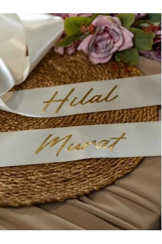 Gelin Damat Isimli Tören Takı Kurdelesi 2 Adet B-37