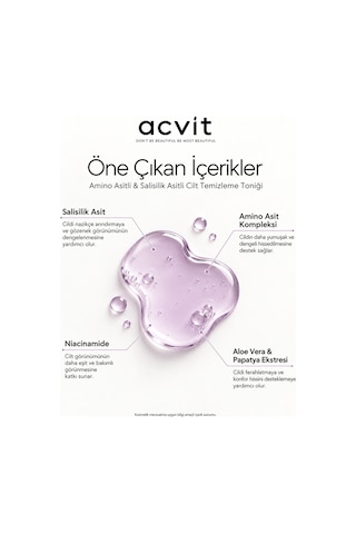 Amino Asitli Salisilik Asitli Cilt Temizleme Toniği 200 ML