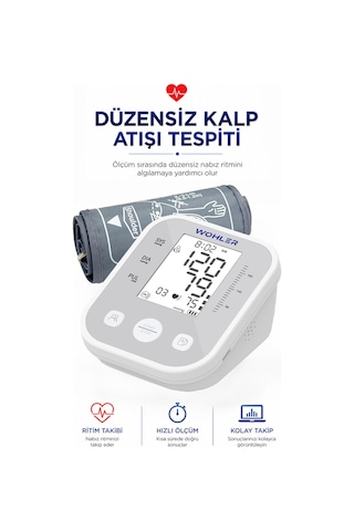 Wohler Üst Koldan Ölçer Dijital Tansiyon Aleti , Nabız Ölçer, TYPC-E , 99 Ölçüm Hafıza Çantalı