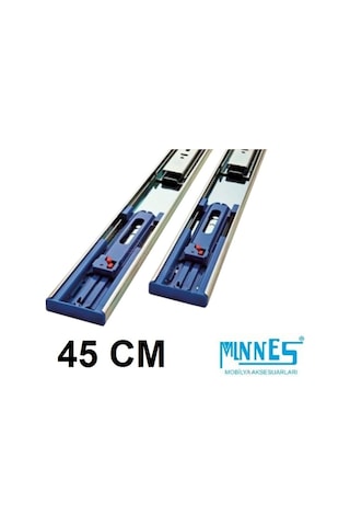 Minnes 45 cm Tam Açılım Teleskopik Frenli Mobilya Çekmece Rayı