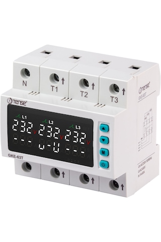 Tense Trifaze Dijital Gerilim Ve Aşırı Akım Koruma Rölesi 4p 63a 80v-220v-300v Tense Trifaze Dijital Gerilim Ve Aşırı Akım Koruma Rölesi 4p 63a 80v-220v-300v