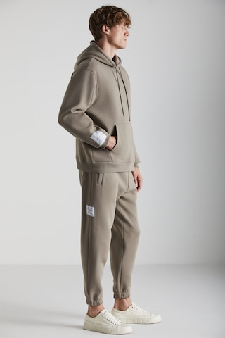 Ashbourne Erkek Oversize Kanguru Cepli Kol Etiket Detaylı Organik Pamuk Vizon Eşofman Takımı