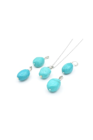 Murty99 Hakiki Doğal Firuze Turkuaz Taşı Kolye Ucu Turkuaz