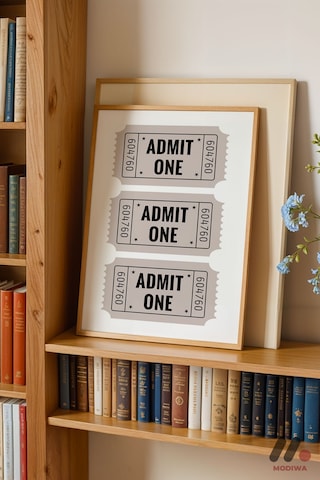 Admit One Sinema Bileti, Ahşap Çerçeveli Duvar Tablosu - Film Severlere Hediye