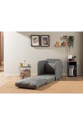 Pafu Saga Tekli Katlanır Yataklı Koltuk Keten Açık Gri