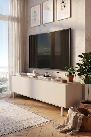 Coast Tv Ünitesi Sehpası 3 Kapaklı Ahşap Ayaklı 180cm Kumsal Co1-co Bej