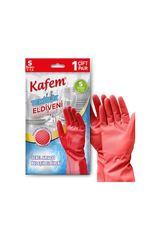 Kafem Temizlik Eldiveni (7-7,5) Small Kırmızı X 25 Paket (Kutu)