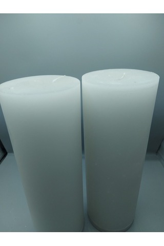 11 Gün Yanma Süreli Çap:10 Cm Boy:30 Silindir Mum Cm Soya Parafinli Beyaz, Dekoratif Mum Beyaz