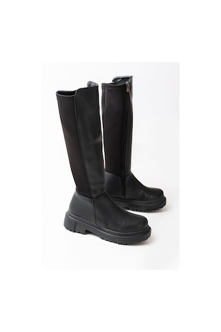 812-305 Siyah Arkası Streç Fermuarlı Günlük Kadın Çizme Resimdeki Renk