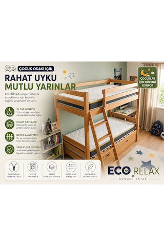 Eco Relax 10 Cm Sünger Yatak Yer Yatağı, Misafir Yatağı Ve Ranza Uyumlu Fermuarlı Yıkanabilir Kılıf 24 Dns Orta Sert Sünger Tek Kişilik