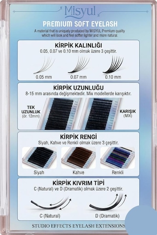 Misyul 0.07d Dramatik Kıvrım Çek Bırak 12'li Doğal İpek Kirpik