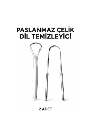 Dil Temizleyici Ağız Bakım Aparatı Hijyenik Paslanmaz Çelik 2 Adet
