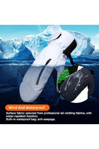 Wezone Kış Sporları İçin Su Geçirmez Ve Dokunmatik Ekran Uyumlu Tek Parmak Kayak Eldiveni - Beyaz Xl Beyaz