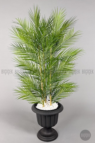Biçiçek Yapay Areka Palmi̇yesi̇ 130 Cm 33 Yaprak Antresi̇t Nergi̇s Saksıda
