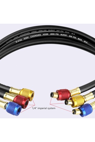 Padalink R22/r134a/r410a Soğutucu Yükleme Hortumu Seti - 1.8m Dayanıklı Kauçuk, 800 Psi Çalışma Basıncı, Otomobil Ve Konut Klimaları İçin