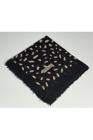 Sinem Emprime Koton Eşarp - Siyah / Karamel-06289 Çikolota
