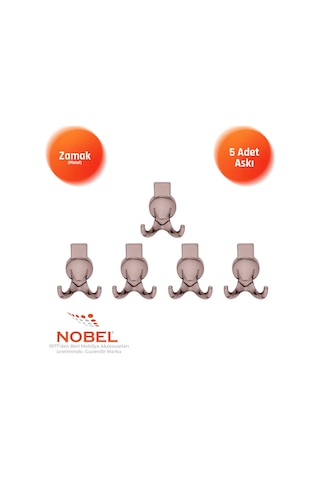 Solo Lüks Askı, Metal, Vestiyer Askı, 170 Gr, Dolap Askılık, Duvar Askılığı, Bronz Vidalı 5 Adet