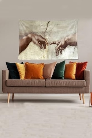Ontheclouds Beyaz Ademin Yaratılışı Leke Tutmaz Kadife Kumaş Duvar Örtüsü Duvar Halısı Tapestry, 70 X 100
