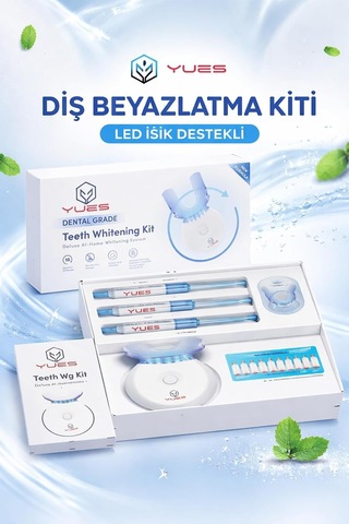 Diş Beyazlatma Kiti, Led Işıklı Ev Tipi Diş Beyazlatıcı Set, 3 X 3 Ml Whitening Gel, Ağızlık Ve Sonuç Skalası, Kahve Çay Sigara Lekeleri İçin