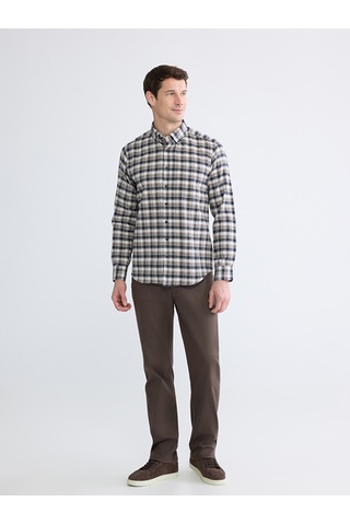 Lcwaıkıkı Classic Bej Regular Fit Ekose Gabardin Erkek Gömlek