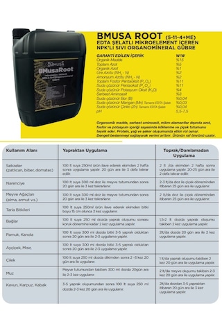 Bmusa Root Npk Lı Sıvı Organominarel Gübre 1 Lt 1 L