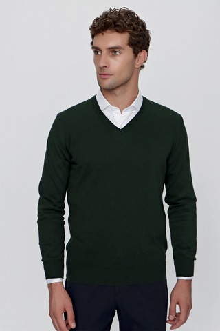 Morven Basic Dinamik Fit Rahat Kesim V Yaka Triko Kazak 99kc017004710 Haki