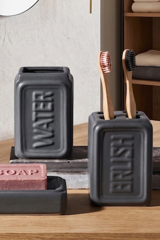 Perotti 13891-3 Well Stoneware 4 Parça Banyo Seti Antrasit