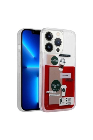 Apple Uyumlu iPhone 12 Pro Max Kılıf Desenli Sıvılı Zore Drink Silikon Kapak NO1