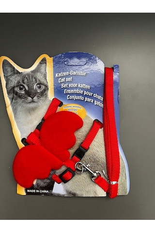Melek Kanatlı Kedi Göğüs Tasması Gezdirme İpi Takım Ayarlanabilir