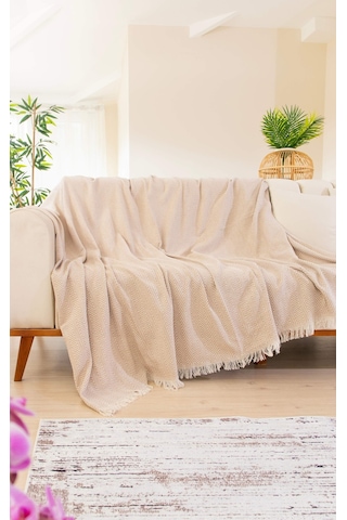 Tabu Home Dokuma Cozy Comfort Bej Koltuk Örtüsü