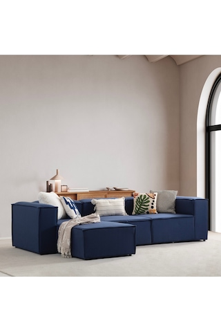 Nova 4 Modül Modüler L Köşe Koltuk Takımı Lacivert