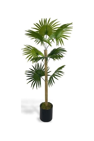 Yapay Ağaç Fanpalm 8yaprak 85 45cm Yelpaze Palmiye Siyah Aleminyum Saksı