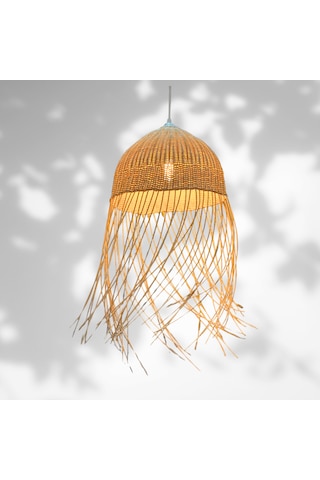 Kos Rattan Bambu Saçaklı Avize Bambu