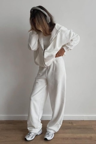 Beyaz Geniş Paça Basic Kadın Eşofman Altı Mg2553 Beyaz