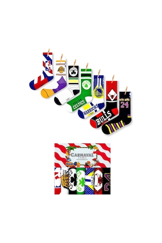 Carnaval Socks 7'li Basketbol Team Desenli Spor Çorap Çok Renkli