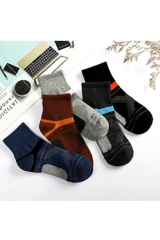 Willowhaven Erkek Pamuklu Koşu Çorapları, Nefes Alabilir, Nem Emici, Diz Üstü, 5 Çift, Gri+siyah+mavi+kahverengi Siyah